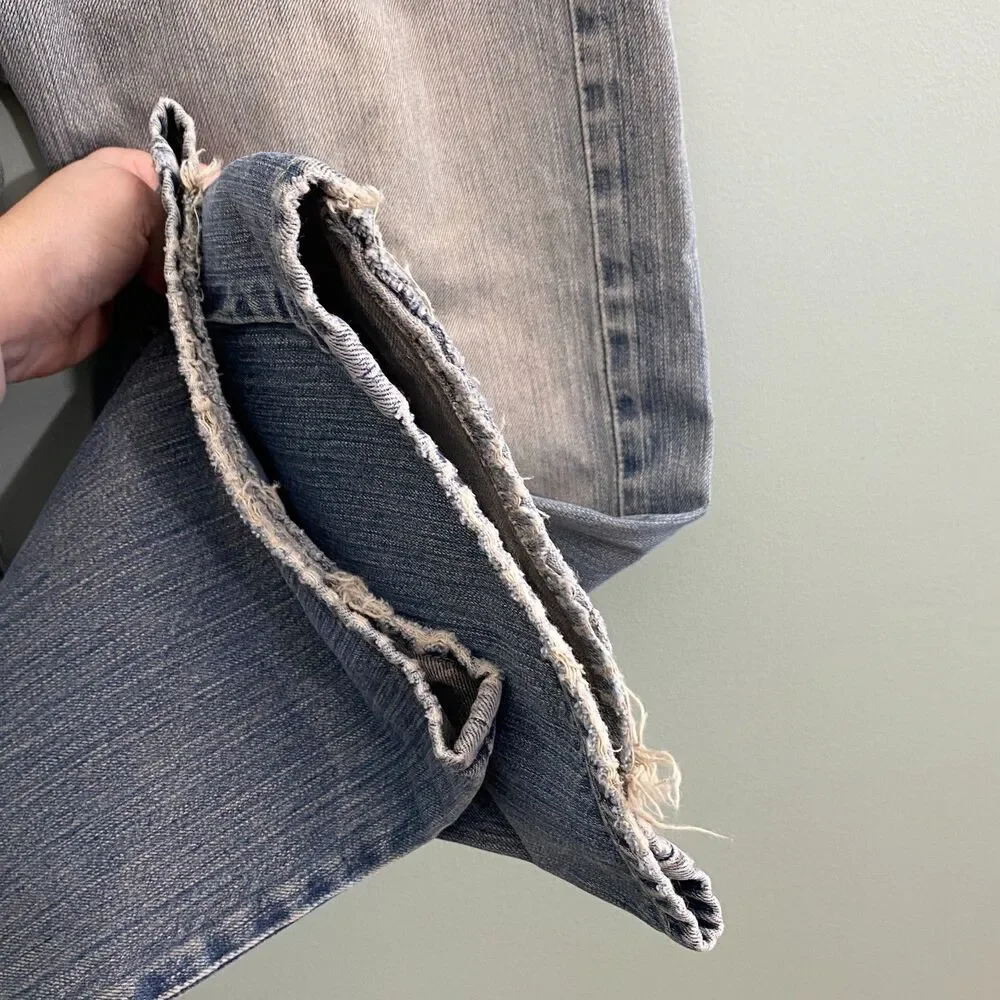 7 For all Mankind Jeans Relax Straight Button Fly Distressed Mens 33x31.5 Grunge - Picture 8 of 16
